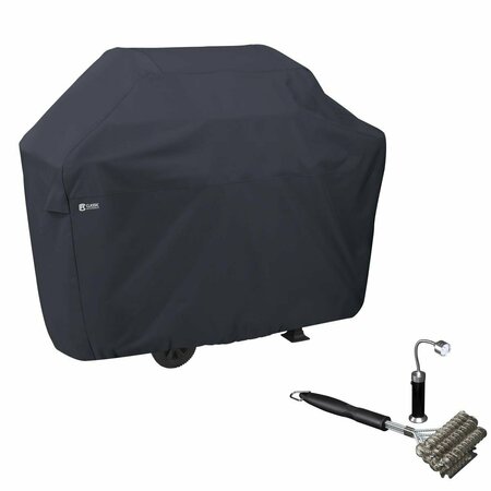 CLASSIC ACCESSORIES BBQ Grill Cover with Coiled Grill Brush & Magnetic LED Light Black - Extra Large CL57612